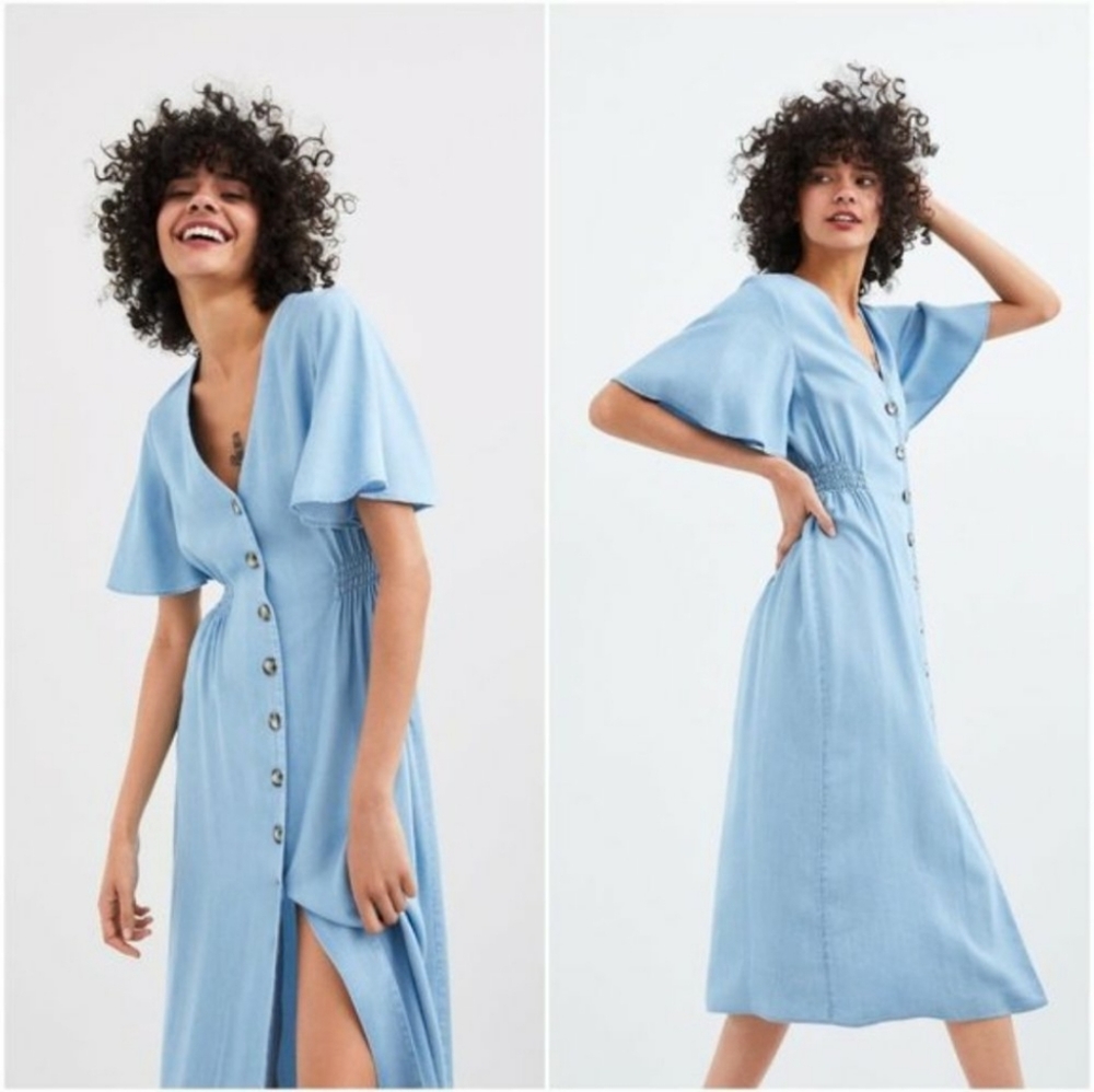 Zara chambray button down dress